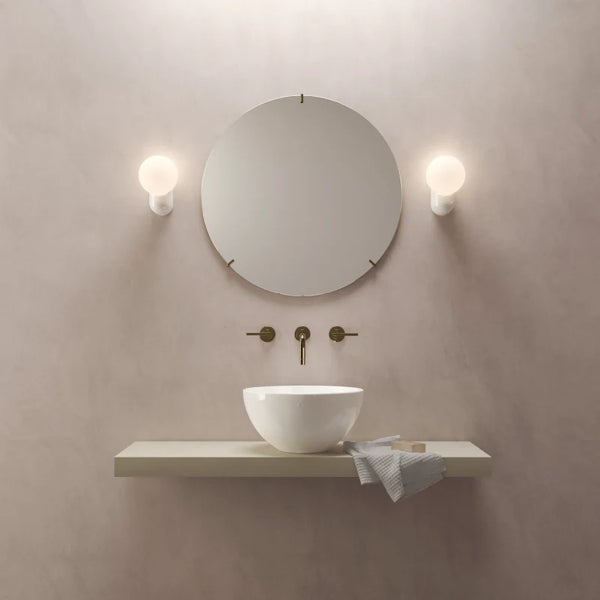 Glossy White Orb Single Wall Light