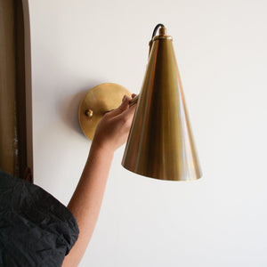 Adjustable Conical Antique Wall Light | Antique Brass