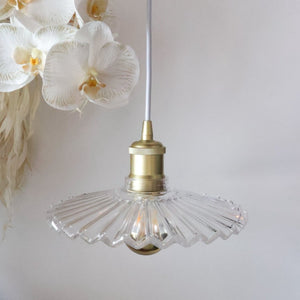Vintage Ribbed Glass Plate Pendant