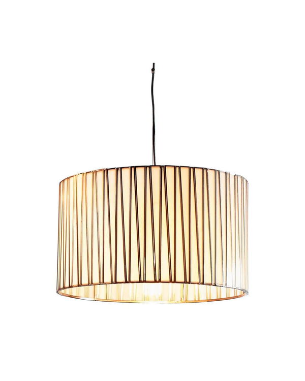 Metal and Mirror Glass Drum Pendant