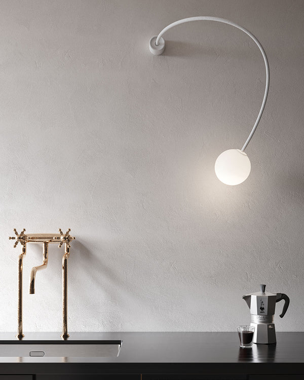Minimalist Flexible Arm and Orb Wall Light