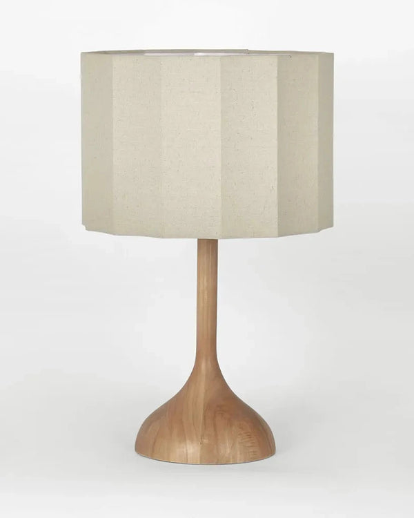 Pleated Shade & Wooden Table Lamp