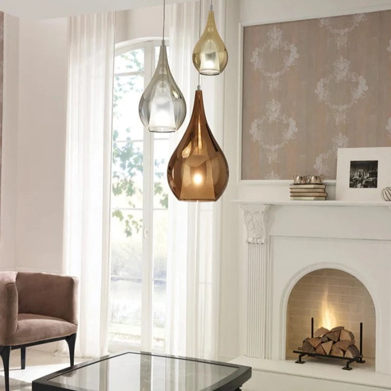Italian Glass Tear Drop Pendant Light Assorted Finishes