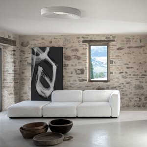 White Plaster Circular Ceiling Light | Lighting Collective | in a living room