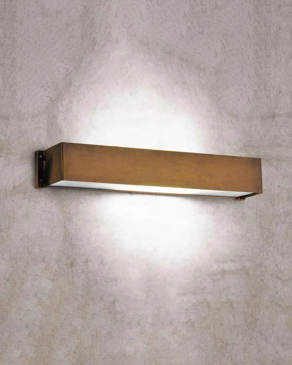 Aged Brass Rectangular Wall Light