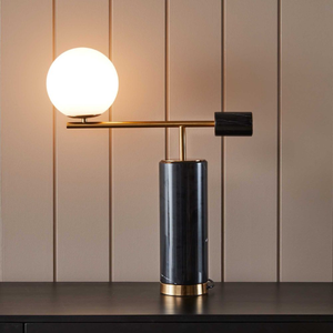 Black Marble Geometric Table Lamp | Lighting Collective | on a desk