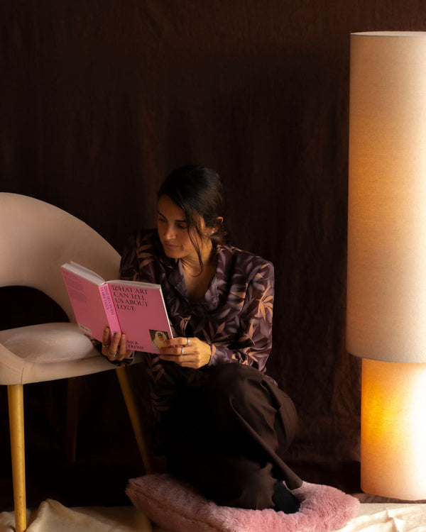 Cylindrical Linen Floor Lamp
