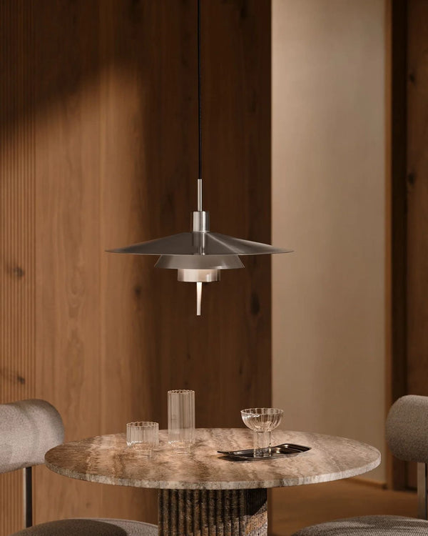 Mid-Century Geometric Chrome Pendant Light