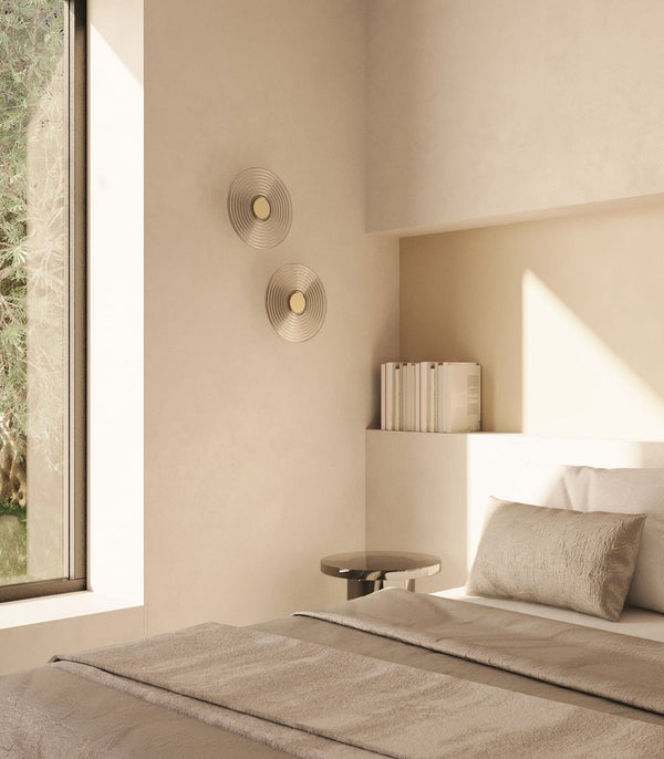 Grooved Glass Disc Wall Light