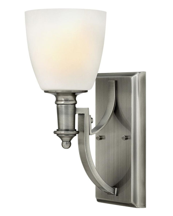 Hamptons Antique Nickel & Opal Glass Shade Wall Light