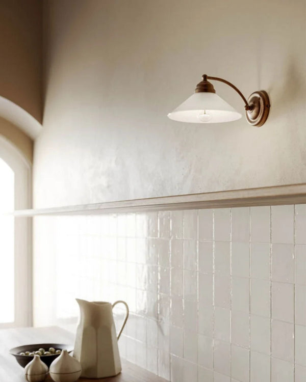 Italian Brass & Glass Wall Light