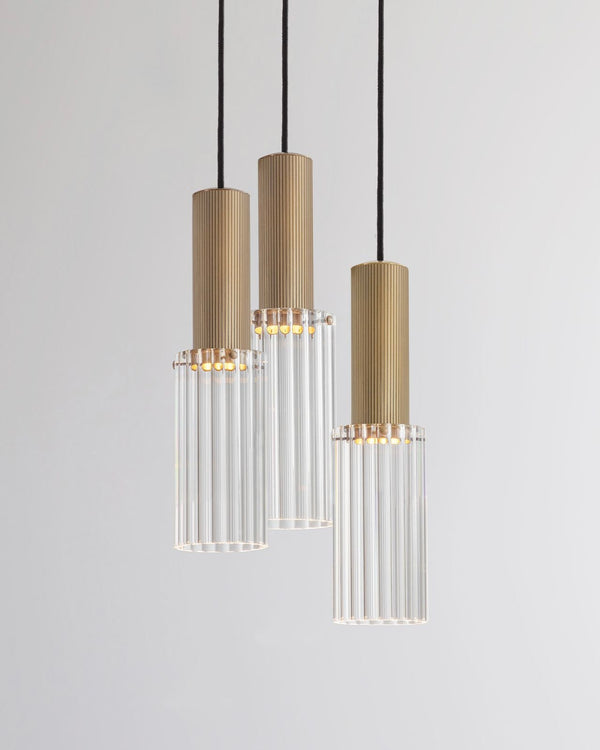 3lt Pendant / Antique Brass / Clear