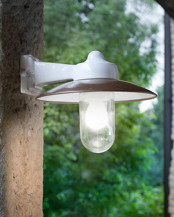 Traditional Aged Copper and Ceramic Outdoor Wall Light