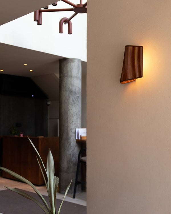Vertical Reed Rattan Wall Sconce