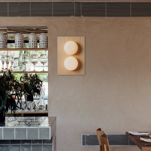 Wooden Base Double Wall Light | Lighting Collective