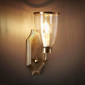 Classic Brass Wall Light with Glass Shade-Wall Lights-Emac & Lawton-Lighting Collective
