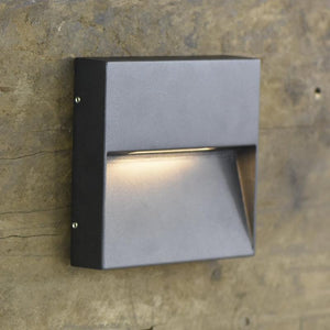 Black square aluminium virsma step light in situ