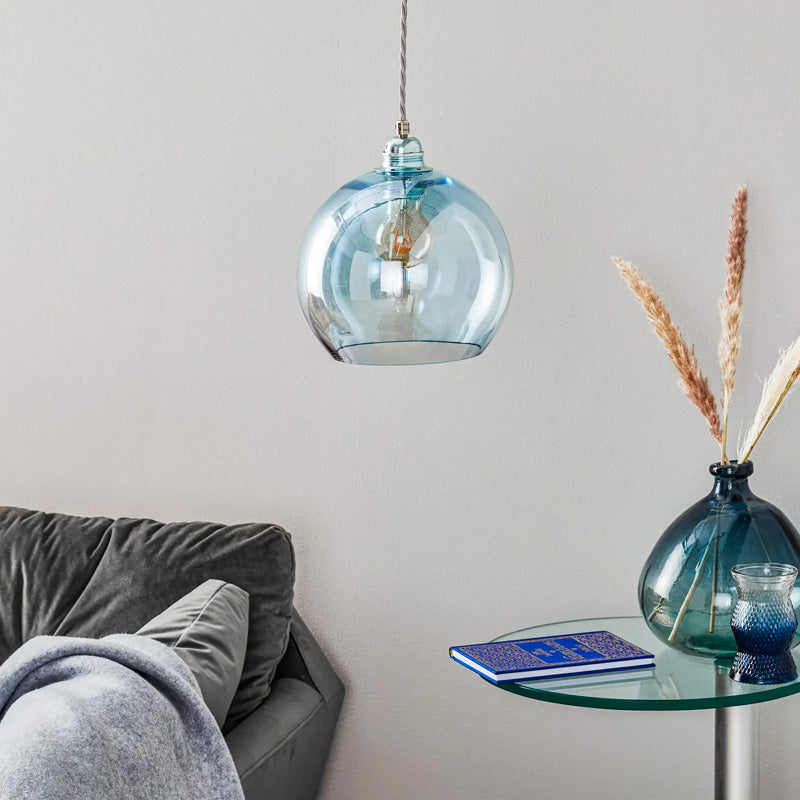 Blue metal store pendant light