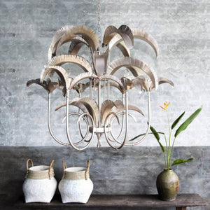 Artistic Suspended Palm Chandelier in Pewter | Lighting Collective