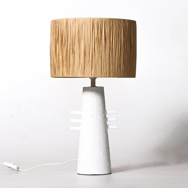 Raffia Shade Sculptural Table Lamp