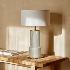 Taupe Lined Ceramic Table Lamp | Lighting Collective