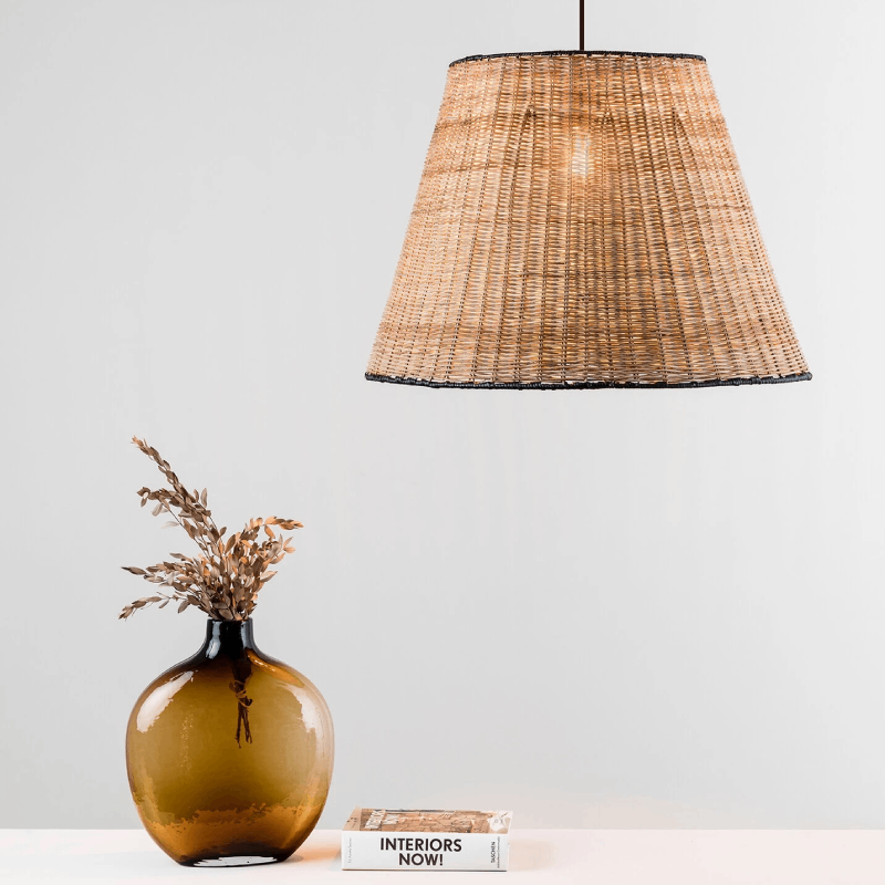 Black and Natural Rattan Pendant Light Lighting Collective