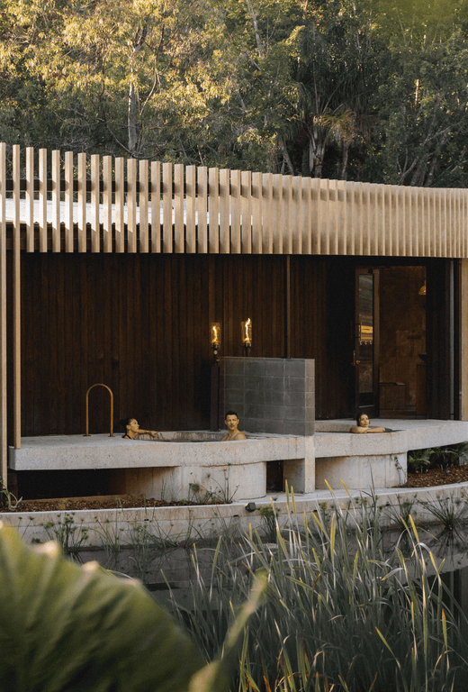 Secluded spa baths facing out into a garden