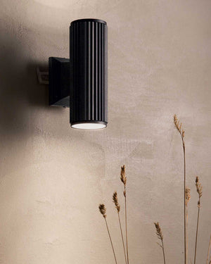 Ribbed Up Down Cylindrical Wall Light