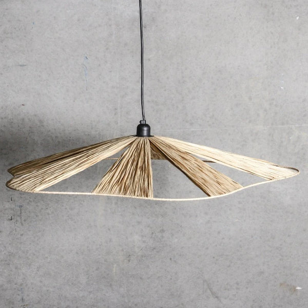 Organic Flat Shade Raffia Pendant