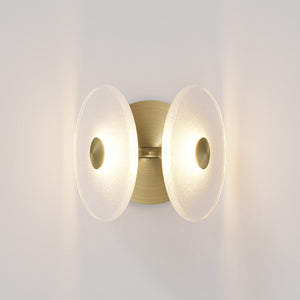 Coral Twin Wall Light frosted brass lit up