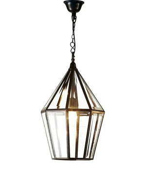 19th-Century Style Glass Lantern Black on a plain background