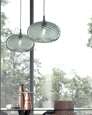 Italian Ribbed Glass Pendant Light | Assorted Configurations