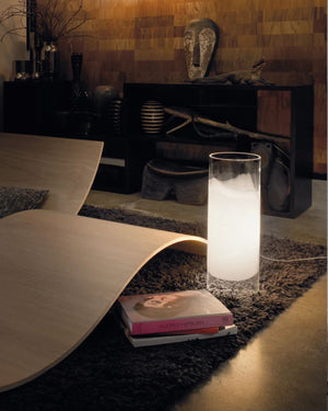 Contemporary Cylindrical Glass Table Lamp