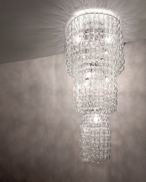 Italian Chain Link Glass Tiered Ceiling Light