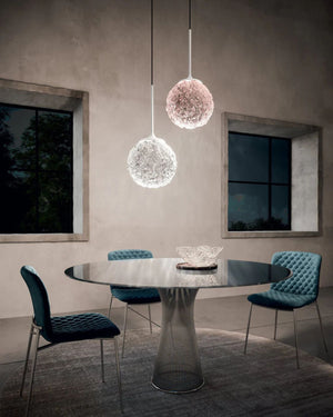 Rippled Glass Sphere Suspension Light | Assorted Finishes