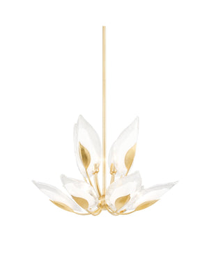 Floral Glass & Gold Chandelier