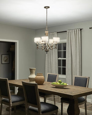Sleek Contemporary Double Shade Chandelier