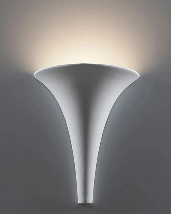 Italian Made White Ceramic Cone Plaster Wall Light