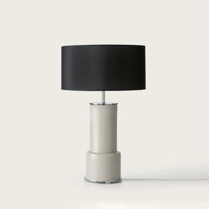 Taupe Lined Glass Table Lamp