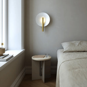 Minimalist Metal Plate Indirect Wall Light brass finish as a bedside lamp