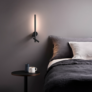 Slim and Matte Dual Adjustable Wall Light black as bedside lamp
