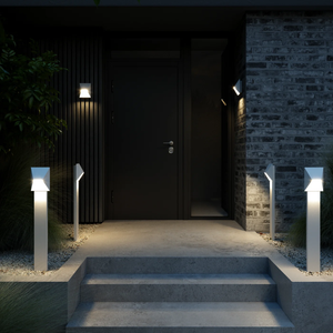 Geometric Outdoor Wall Light white finish in an entrance hall