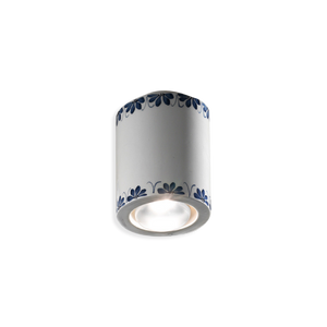 Hand Painted Mini Cylinder Ceiling Light blue and white