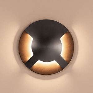 Modern Multidirectional Circular TRI Colour Step Light graphite finish lit up on the wall