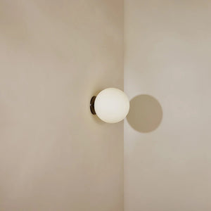 Minimalist Metal and Glass Spherical Wall Light large black and white frosted