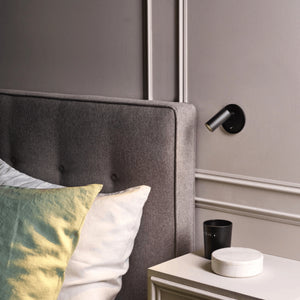 Ajustable and Switched Modern Wall Light black as a bedside lamp
