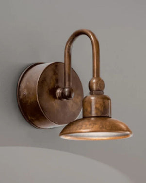 Aged Brass Curved Arm Wall Light