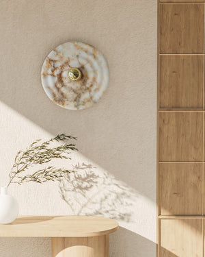 Alabaster Rippled Plate Wall Light-Lighting Collective