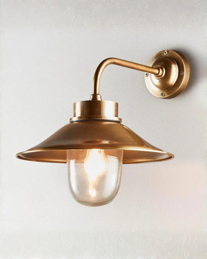 Antique Brass Exterior Light with Shade Brass