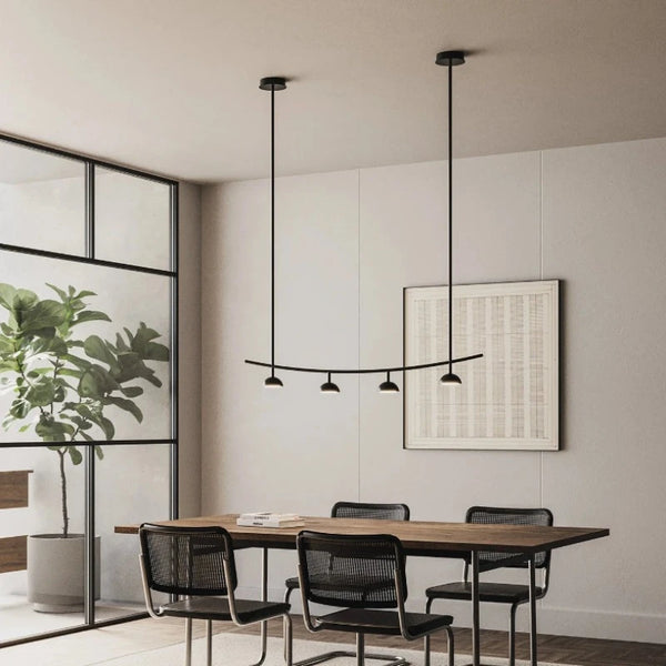 Black Dome Shade Linear Pendant